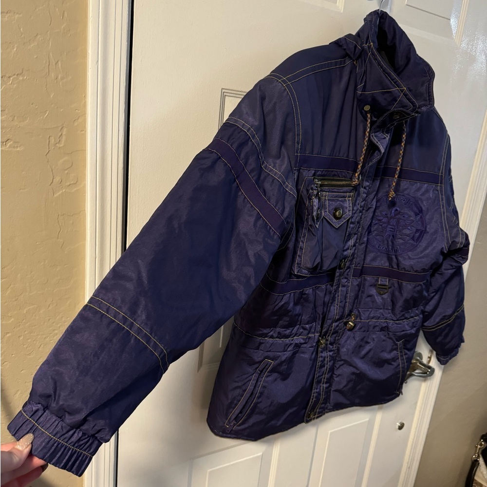 Vintage 90's Reusch Active Wear Purple Hooded Ski Snow Jacket Embroidered Med - Picture 3 of 15